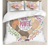 MJNLYDAO Con cuscino, reversibile, coperchio extra-large, con cerniera, fibre morbide materiale leggero,Concetto di femminismo. Illustrazione disegnata a mano Girl Power. Illustrazione,228x264cm