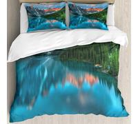 MJNLYDAO Con cuscino, reversibile, coperchio extra-large, con cerniera, fibre morbide materiale leggero,Lago alberi montagne sembrano così belle,228x264cm