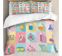 MJNLYDAO Con cuscino, reversibile, coperchio extra-large, con cerniera, fibre morbide materiale leggero,Set di icone di chimica e scienza. Set piatto di icone di chimica e scienza per,228x264cm