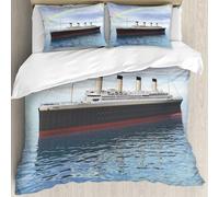MJNLYDAO Con cuscino, reversibile, coperchio extra-large, con cerniera, fibre morbide materiale leggero,fantastico rendering 3D del battello a vapore,228x264cm