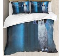 MJNLYDAO Con cuscino, reversibile, coperchio extra-large, con cerniera, fibre morbide materiale leggero,Divertente gufo polare con cappello da mago seduto su un terreno ricoperto di mu,228x264cm