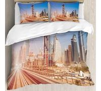 MJNLYDAO Con cuscino, reversibile, coperchio extra-large, con cerniera, fibre morbide materiale leggero,moderna linea della metropolitana nel paesaggio urbano di Dubai,228x264cm