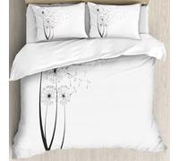 MJNLYDAO Con cuscino, reversibile, coperchio extra-large, con cerniera, fibre morbide materiale leggero,Dente di leone, semi di tarassaco monocromatici che soffiano nel vento, tema rom,228x264cm