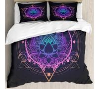 MJNLYDAO Con cuscino, reversibile, coperchio extra-large, con cerniera, fibre morbide materiale leggero,Set di simboli di geometria sacra e Boo. Segno ayurvedico di armonia ed equilibr,228x264cm