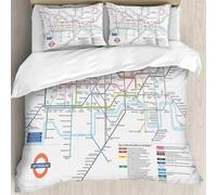 MJNLYDAO Con cuscino, reversibile, coperchio extra-large, con cerniera, fibre morbide materiale leggero,Mappa vettoriale del di trasporto sotterraneo della metropolitana. Piano delle,228x264cm