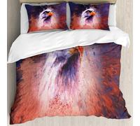 MJNLYDAO Con cuscino, reversibile, coperchio extra-large, con cerniera, fibre morbide materiale leggero,Bellissimo dipinto di un'aquila su uno sfondo astratto con colori a macchie.,228x264cm