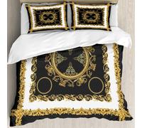 MJNLYDAO Con cuscino, reversibile, coperchio extra-large, con cerniera, fibre morbide materiale leggero,Catena dorata con elemento barocco su sfondo nero. Illustrazione EPS10.,228x264cm