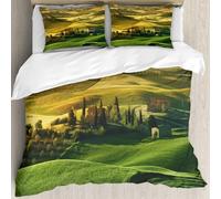 MJNLYDAO Con cuscino, reversibile, coperchio extra-large, con cerniera, fibre morbide materiale leggero,Tranquillo paesaggio toscano di Pienza Toscana Vigneti Alberi Prato Antica colli,228x264cm