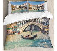 MJNLYDAO Con cuscino, reversibile, coperchio extra-large, con cerniera, fibre morbide materiale leggero,Gondola vicino al Ponte di Rialto a Venezia, Italia,228x264cm