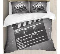 MJNLYDAO Con cuscino, reversibile, coperchio extra-large, con cerniera, fibre morbide materiale leggero,Cinema, ciak su sfondo retrò con effetto grunge Scena del regista,228x264cm