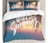 MJNLYDAO Con cuscino, reversibile, coperchio extra-large, con cerniera, fibre morbide materiale leggero,Palma, Hello Summer Design Tropical Beach Paradise e motivo stampato i,228x264cm