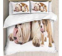 MJNLYDAO Con cuscino, reversibile, coperchio extra-large, con cerniera, fibre morbide materiale leggero,padre e figlio cani - cucciolo di bulldog inglese che si lecca la lingua,228x264cm
