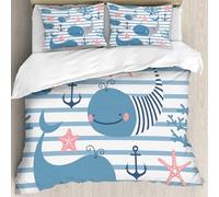MJNLYDAO Con cuscino, reversibile, coperchio extra-large, con cerniera, fibre morbide materiale leggero,Carino squalo corallo mare oceano nautico costiero tema marino di corallo squalo,228x264cm