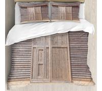 MJNLYDAO Con cuscino, reversibile, coperchio extra-large, con cerniera, fibre morbide materiale leggero,industriale,Vecchia porta di legno di quercia per fienile, fattoria, campagna, v,228x264cm