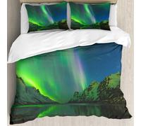 MJNLYDAO Con cuscino, reversibile, coperchio extra-large, con cerniera, fibre morbide materiale leggero,L'aurora boreale a Ersfjord Tromso Norvegia,228x264cm
