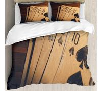 MJNLYDAO Con cuscino, reversibile, coperchio extra-large, con cerniera, fibre morbide materiale leggero,Decorazioni per tornei di poker, vecchie carte danneggiate su tavolo di legno,228x264cm