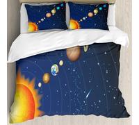 MJNLYDAO Con cuscino, reversibile, coperchio extra-large, con cerniera, fibre morbide materiale leggero,Spazio, Solare con Sole Urano Venere Giove Marte Plutone Saturno Rete,228x264cm