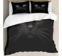 MJNLYDAO Con cuscino, reversibile, coperchio extra-large, con cerniera, fibre morbide materiale leggero,gatto nero con lo sguardo nero,228x264cm