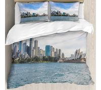 MJNLYDAO Con cuscino, reversibile, coperchio extra-large, con cerniera, fibre morbide materiale leggero,skyline di Sydney con il quartiere centrale degli affari della città a mezzogior,228x264cm