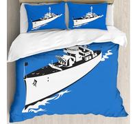 MJNLYDAO Con cuscino, reversibile, coperchio extra-large, con cerniera, fibre morbide materiale leggero,Cartone animato, Animazione sul tema del mare, nave da guerra, nave da guerra, b,228x264cm
