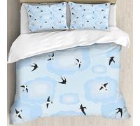 MJNLYDAO Con cuscino, reversibile, coperchio extra-large, con cerniera, fibre morbide materiale leggero,Rondini che volteggiano nel cielo nuvoloso Migliori amici uniti per la speranza,228x264cm