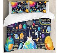 MJNLYDAO Con cuscino, reversibile, coperchio extra-large, con cerniera, fibre morbide materiale leggero,Spazio 3D Galaxy New Horizons of the Universe. Infografica sulla scoperta della,228x264cm
