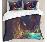 MJNLYDAO Con cuscino, reversibile, coperchio extra-large, con cerniera, fibre morbide materiale leggero,Il drago che vive nella caverna prima della città dei mostri è alla ricerca di c,228x264cm