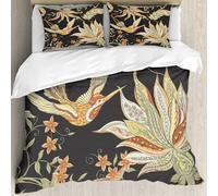 MJNLYDAO Con cuscino, reversibile, coperchio extra-large, con cerniera, fibre morbide materiale leggero,Fiori fantasy in stile tradizionale ricamo giacobino. Sfondo con motivo senza so,228x264cm