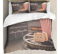 MJNLYDAO Con cuscino, reversibile, coperchio extra-large, con cerniera, fibre morbide materiale leggero,Cinema, intrattenimento vecchio stile Oggetti correlati al cinema Bobina di pell,228x264cm