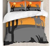 MJNLYDAO Con cuscino, reversibile, coperchio extra-large, con cerniera, fibre morbide materiale leggero,Paesaggio desertico caldo del Messico in stile cartone animato, sud-occidentale,228x264cm