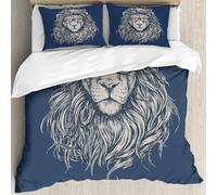 MJNLYDAO Con cuscino, reversibile, coperchio extra-large, con cerniera, fibre morbide materiale leggero,Illustrazione vettoriale di un leone hipster. Occhiali separati.,228x264cm