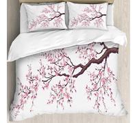 MJNLYDAO Con cuscino, reversibile, coperchio extra-large, con cerniera, fibre morbide materiale leggero,Ramo di un ciliegio in fiore isolato su uno sfondo bianco,228x264cm