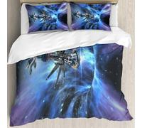 MJNLYDAO Con cuscino, reversibile, coperchio extra-large, con cerniera, fibre morbide materiale leggero,Astronavi tari futuristiche che entrano in un wormhole per giochi fantasy alieni,228x264cm