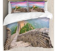 MJNLYDAO Con cuscino, reversibile, coperchio extra-large, con cerniera, fibre morbide materiale leggero,La Grande Muraglia Cinese, cielo fantastico sopra l'architettura culturale,228x264cm