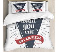 MJNLYDAO Con cuscino, reversibile, coperchio extra-large, con cerniera, fibre morbide materiale leggero,Parole divertenti, fetta di pizza grunge con effetto umorismo retrò frase sul fa,228x264cm