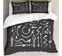 MJNLYDAO Con cuscino, reversibile, coperchio extra-large, con cerniera, fibre morbide materiale leggero,Set di frecce bianche disegnate a mano su lavagna nera. Concetto di scarabocchio,228x264cm
