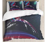 MJNLYDAO Con cuscino, reversibile, coperchio extra-large, con cerniera, fibre morbide materiale leggero,Paesaggio cosmico colorato generato al computer. Spazio futuristico con pianeti,228x264cm