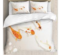 MJNLYDAO Con cuscino, reversibile, coperchio extra-large, con cerniera, fibre morbide materiale leggero,Famiglia Koi. Cinque carpe Koi giapponesi sacre che galleggiano da qualche parte,228x264cm