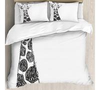 MJNLYDAO Con cuscino, reversibile, coperchio extra-large, con cerniera, fibre morbide materiale leggero,Testa di giraffa in stile incisione. Animale bianco africano in stile schizzo. I,228x264cm