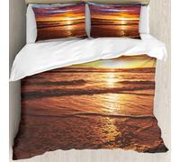 MJNLYDAO Con cuscino, reversibile, coperchio extra-large, con cerniera, fibre morbide materiale leggero,Immagine spettacolare del tramonto hawaiano sulla spiaggia, riflessi della luce,228x264cm