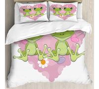 MJNLYDAO Con cuscino, reversibile, coperchio extra-large, con cerniera, fibre morbide materiale leggero,Principessa rana e Principe ranocchio e forma sfondo,228x264cm