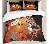 MJNLYDAO Con cuscino, reversibile, coperchio extra-large, con cerniera, fibre morbide materiale leggero,Assi e otto della mano del morto con la pistola a sei colpi di Wild Bill in bian,228x264cm