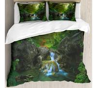 MJNLYDAO Con cuscino, reversibile, coperchio extra-large, con cerniera, fibre morbide materiale leggero,Foresta pluviale del sud-est asiatico con cascata,228x264cm
