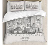MJNLYDAO Con cuscino, reversibile, coperchio extra-large, con cerniera, fibre morbide materiale leggero,New York, vista semplice e abbozzata della Statua della Libertà di New York, sim,228x264cm