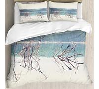MJNLYDAO Con cuscino, reversibile, coperchio extra-large, con cerniera, fibre morbide materiale leggero,Ramo di albero caduto che spunta dall'acqua azzurra del lago di montagna, montag,228x264cm