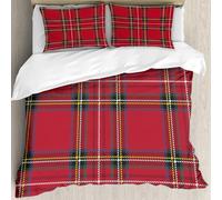MJNLYDAO Con cuscino, reversibile, coperchio extra-large, con cerniera, fibre morbide materiale leggero,Plaid rosso, cultura dell'Europa occidentale ispirata al motivo tartan astratto,228x264cm