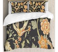 MJNLYDAO Con cuscino, reversibile, coperchio extra-large, con cerniera, fibre morbide materiale leggero,Fiori fantasy in stile tradizionale ricamo giacobino. Sfondo con motivo senza so,228x264cm
