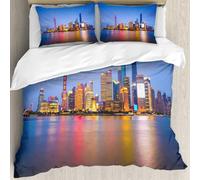 MJNLYDAO Con cuscino, reversibile, coperchio extra-large, con cerniera, fibre morbide materiale leggero,Shanghai Cina sul fiume Huangpu Skyline della città cinese,228x264cm
