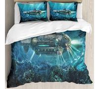 MJNLYDAO Con cuscino, reversibile, coperchio extra-large, con cerniera, fibre morbide materiale leggero,Fantastico sottomarino in mare. Concept art.,228x264cm