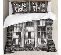 MJNLYDAO Con cuscino, reversibile, coperchio extra-large, con cerniera, fibre morbide materiale leggero,Finestra rotta con vetri mancanti e muro di mattoni antichi su un vecchio magazz,228x264cm